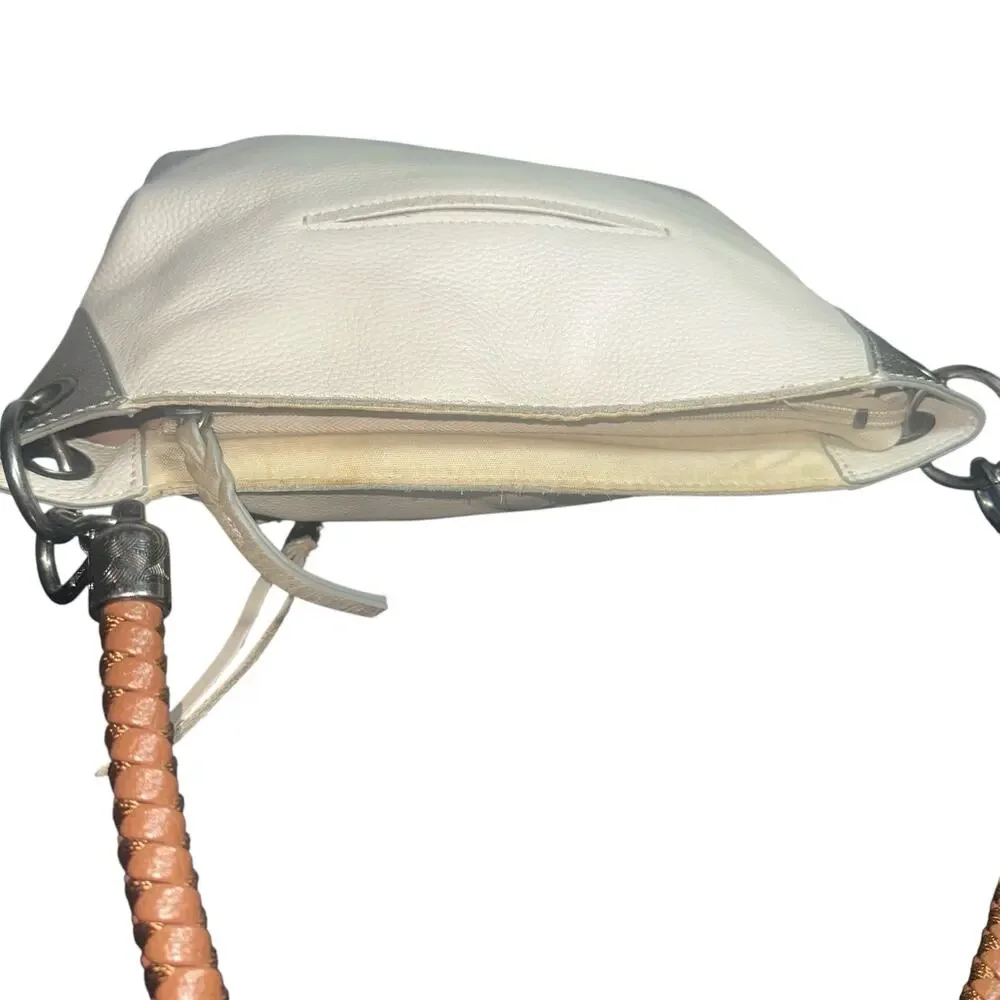 The Sak Leather Shoulder Bag Cream Brown Handle Boho Minimalist slouchy - Picture 11 of 13